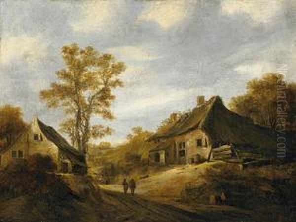 Landschaft Mit Bauernhausern Oil Painting by Cornelis van Zwieten