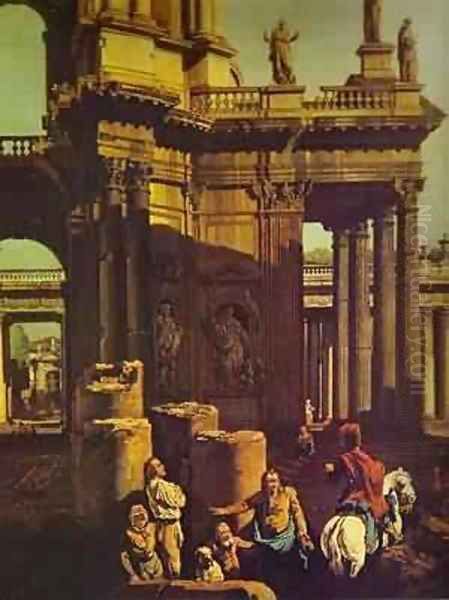 Ruins Of A Temple Detail Oil Painting by Bernardo Bellotto