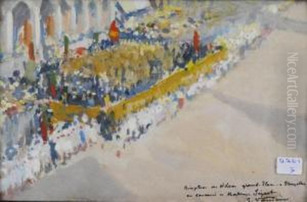 Reception Grand Place A Bruxelles Oil Painting by Gustave Vanaise