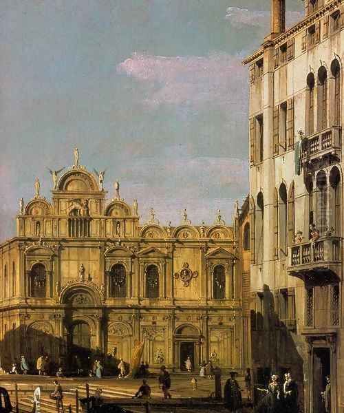 Rio dei Mendicanti with the Scuola di San Marco (detail) 2 Oil Painting by Bernardo Bellotto