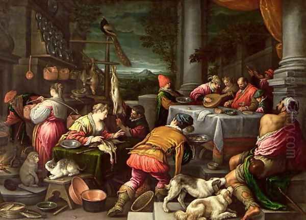 The Rich Man and Lazarus 1590-95 Oil Painting by Leandro Bassano