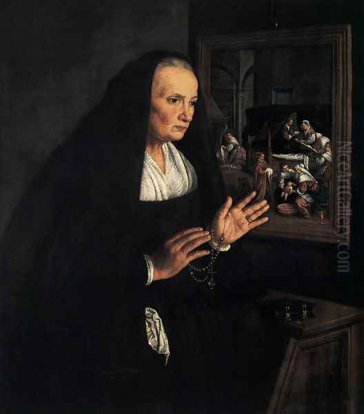 Portrait of a Widow at her Devotions Oil Painting by Leandro Bassano