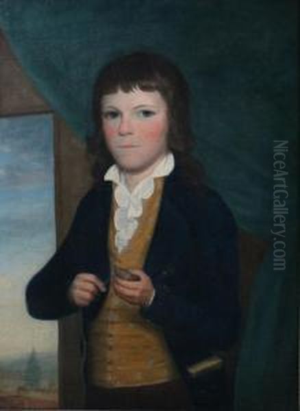 Portrait Of A Young Boy With Spinning Top Oil Painting by John Vanderlyn