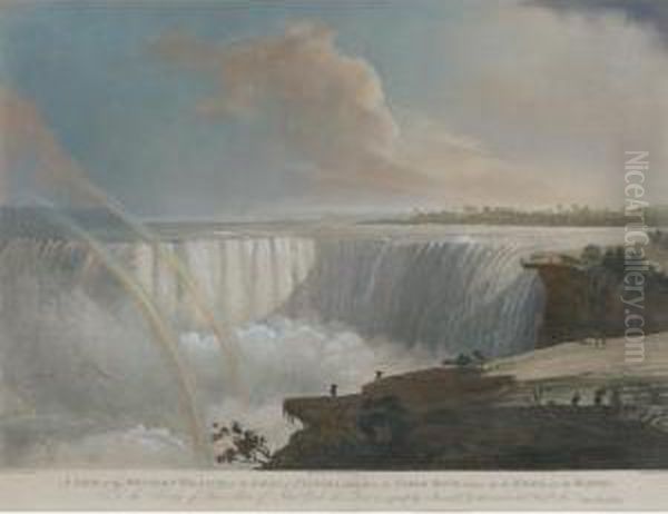 A View Of The Western Branch Of The Falls Of Niagara... Oil Painting by John Vanderlyn