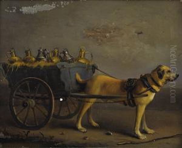 Chien De Laitiere Oil Painting by Francois Vandeverdonck