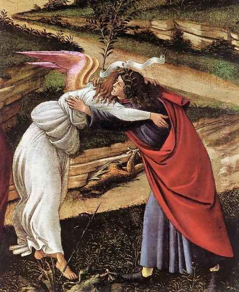 The Mystical Nativity (detail 1) c. 1500 Oil Painting by Sandro Botticelli