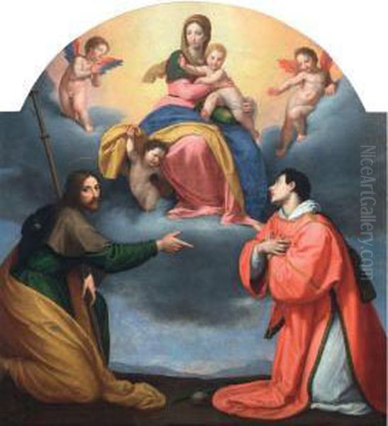 Madonna Con Bambino E I Santijacopo E Stefano Oil Painting by Ottavio Vannini