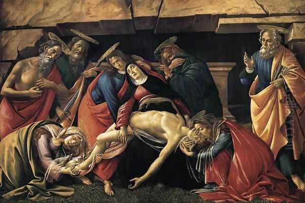 Lamentation over the Dead Christ with Saints c. 1490 Oil Painting by Sandro Botticelli