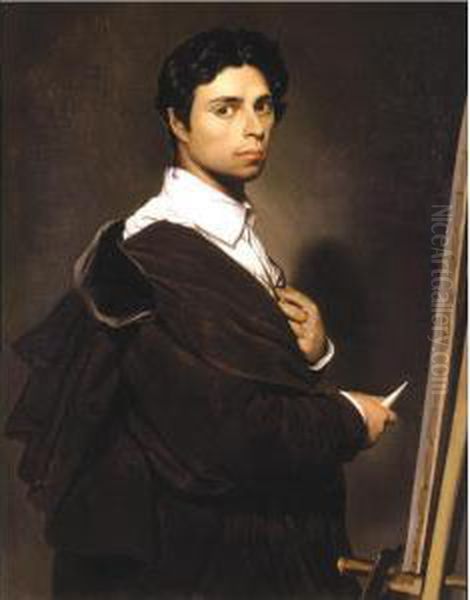 Copy After Ingres' Self-portrait, Age 24 Oil Painting by Atala Varcollier