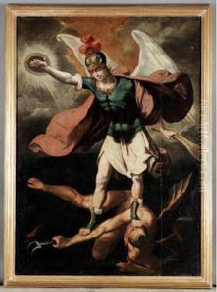 Saint Michael Vanquishing The Devil Oil Painting by Francisco Varela