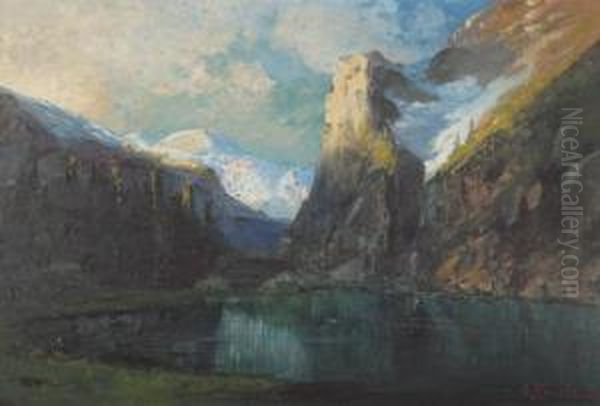 Laghetto In Montagna Oil Painting by Gerelamo Varese