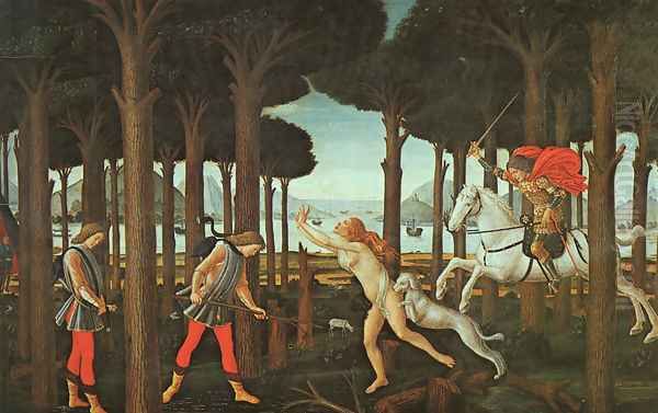 The Story of Nastagio degli Onesti (first episode) c. 1483 Oil Painting by Sandro Botticelli