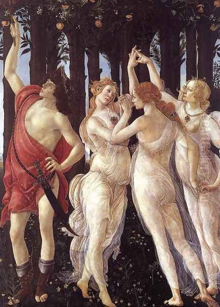 Primavera (detail 1) c. 1482 Oil Painting by Sandro Botticelli