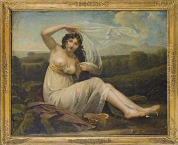 Jeune Femme Assise Dans Un Paysage Oil Painting by Madame, Nee Tornezy Varillat