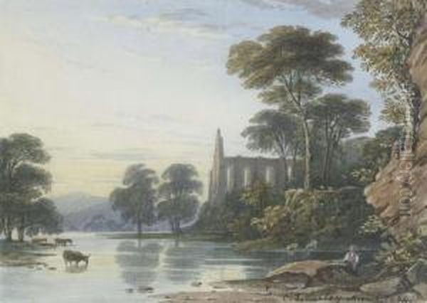 Bolton Abbey On The River Wharfe, Yorkshire Oil Painting by Charles Smith Varley