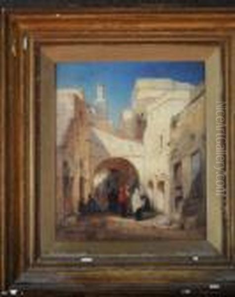 Street Of The Grand Mosque, Tetuan, Morocco Oil Painting by Edgar John Varley