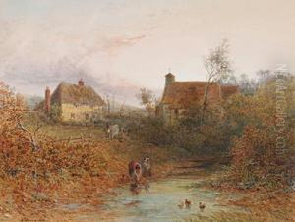 Fetching Water Oil Painting by Edgar John Varley