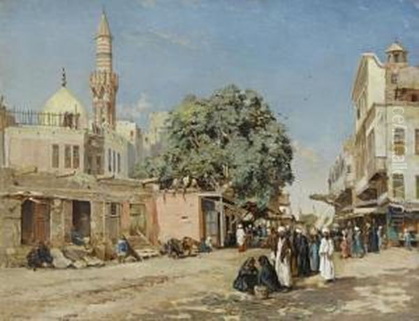 The Market Place, Boulac, Cairo Oil Painting by John Jnr. Varley