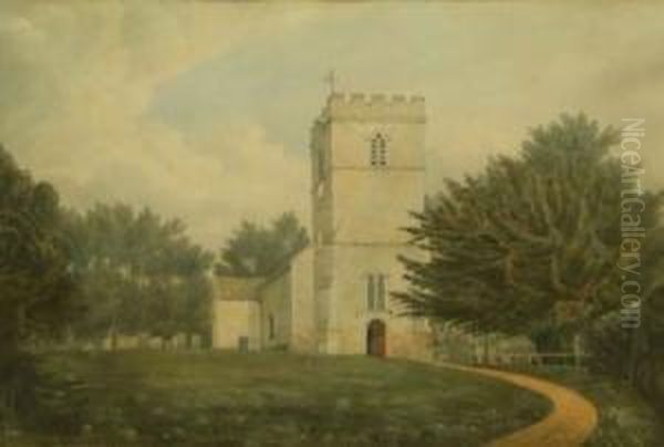 Adlestrop Church Oil Painting by William Fleetwood Varley