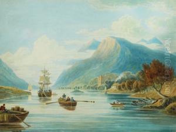 Loch Oich With Invergarry Castle Oil Painting by William Fleetwood Varley