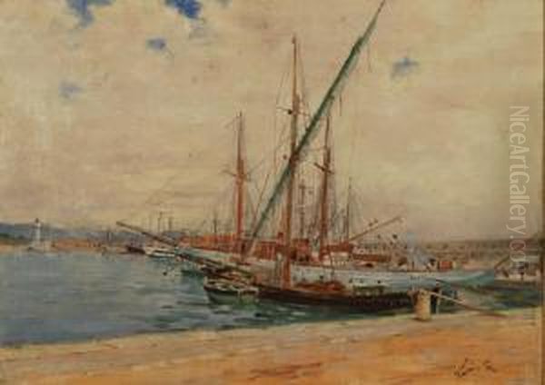 Porto Di Antibes Oil Painting by Antonio Varni