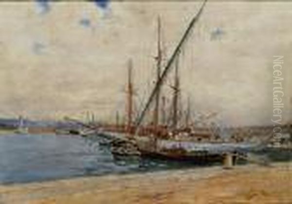 Porto Di Antibes Oil Painting by Antonio Varni