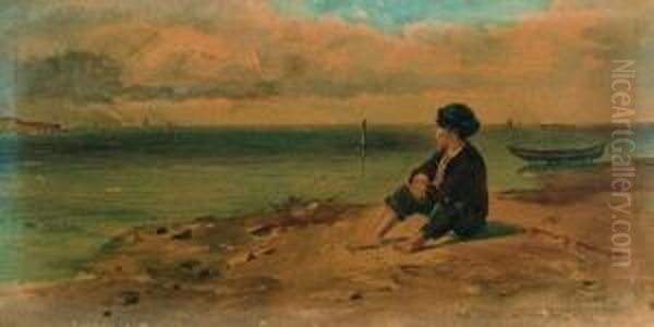 Bambino Sulla Spiaggia Oil Painting by Antonio Varni