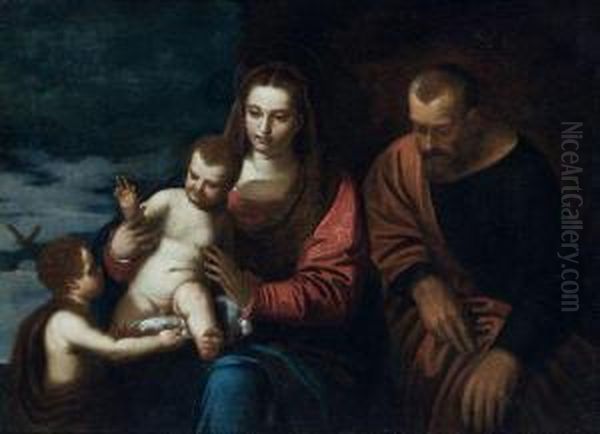 La Sainte Famille Avec Saint Jean-baptiste Enfant Oil Painting by (Alessandro) Padovanino (Varotari)