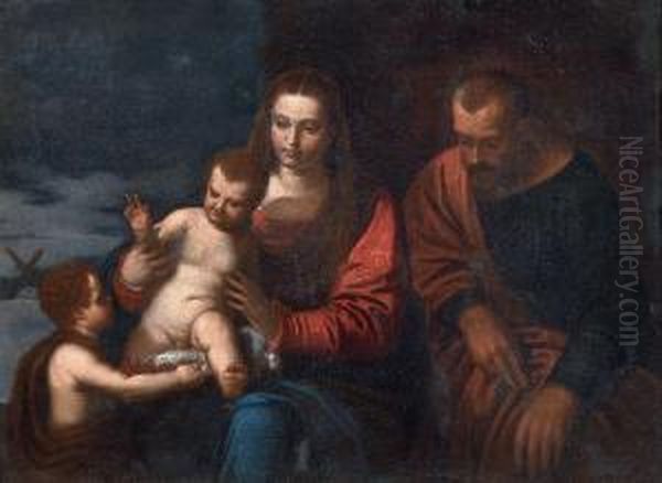 Sacra Famiglia Con San Giovannino Oil Painting by (Alessandro) Padovanino (Varotari)