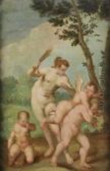 Venus Chastising Cupid Oil Painting by (Alessandro) Padovanino (Varotari)