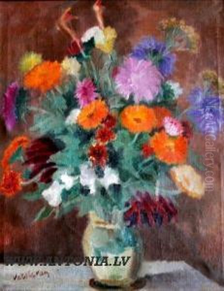 Flowers Oil Painting by Francisk Varslavans