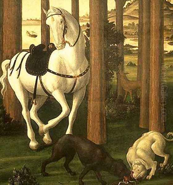 The Story of Nastagio degli Onesti (detail 2 of the second episode) c. 1483 Oil Painting by Sandro Botticelli