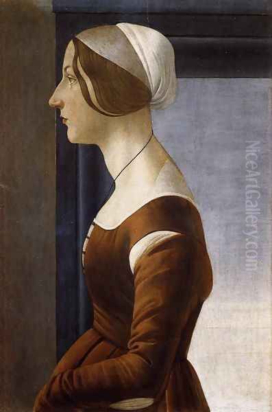 Portrait of a Young Woman c. 1475 Oil Painting by Sandro Botticelli