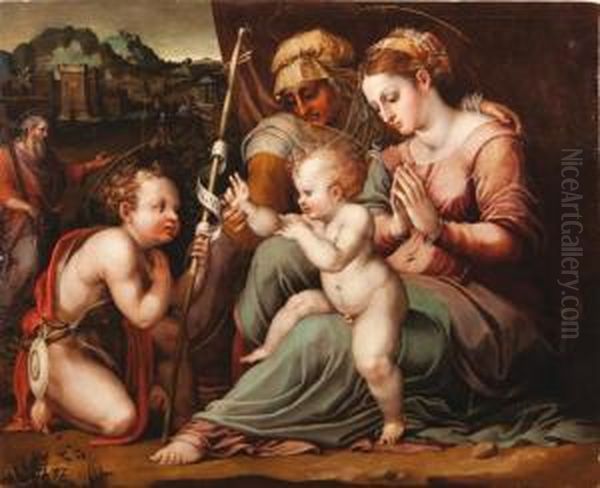 La Sainte Famille Avec Sainte Anne Et Saint Jean Baptiste Oil Painting by Giorgio Vasari