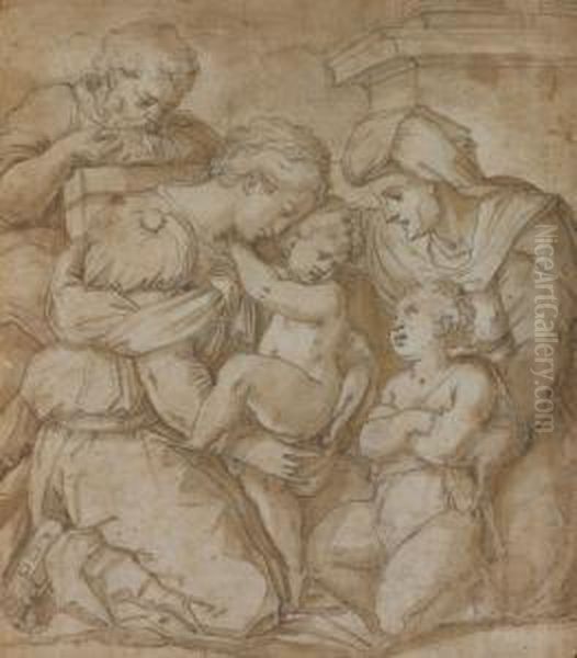 Sainte Famille Avec Sainte Elisabeth Et Saintjean-baptiste Oil Painting by Giorgio Vasari