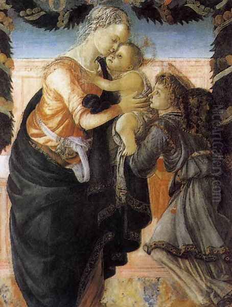 Madonna and Child with an Angel 1465-67 2 Oil Painting by Sandro Botticelli