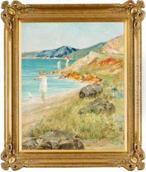 Lek Vid Stranden Oil Painting by Emilio Vasarri