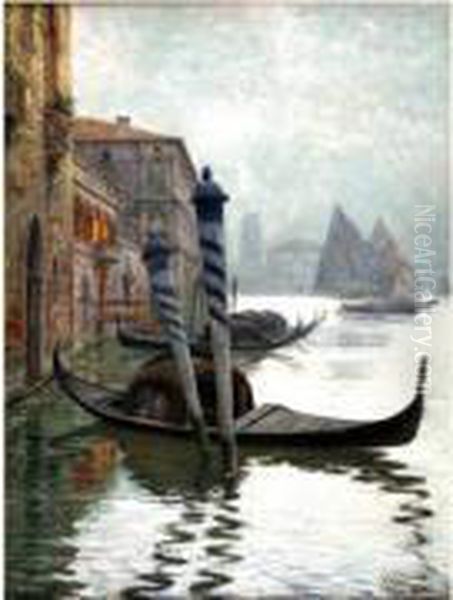 Canal A Venise. Oil Painting by Emilio Vasarri