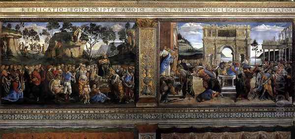 Scenes on the left wall 1481-82 Oil Painting by Sandro Botticelli