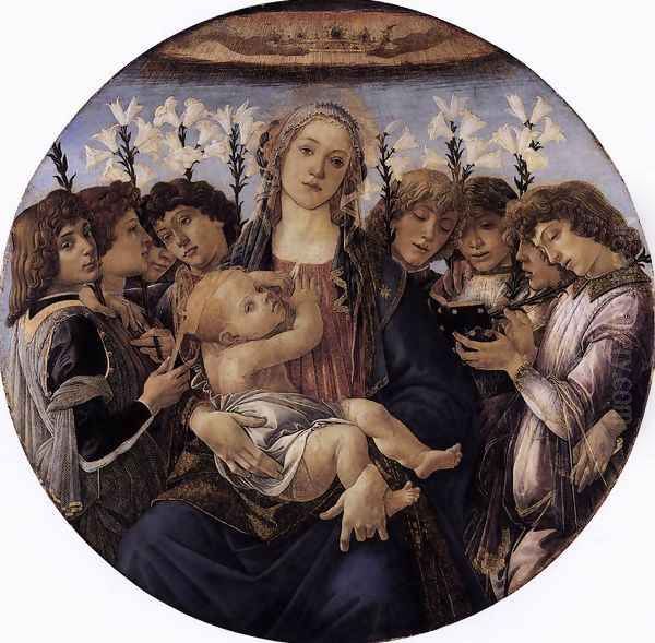 Madonna and Child with Eight Angels c. 1478 Oil Painting by Sandro Botticelli