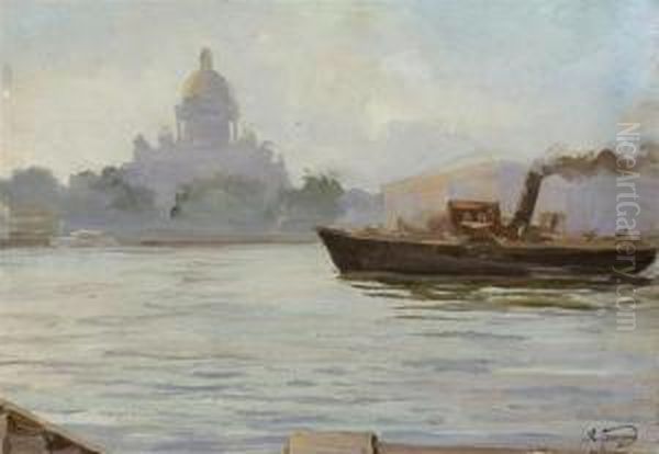 View Of St. Petersburg Oil Painting by Hanzen Aleksei Vasilievitch