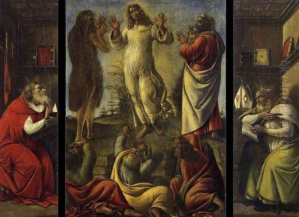 Transfiguration, St Jerome, St Augustine c. 1500 Oil Painting by Sandro Botticelli