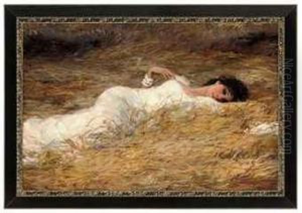 Laying In The Hay Oil Painting by Vladimir Vasilyev