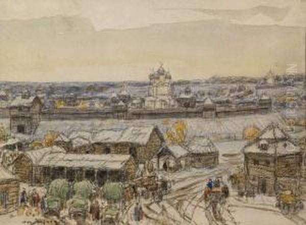 The City Of Dmitrov Oil Painting by Apollinarii Mikhailovich Vasnetsov