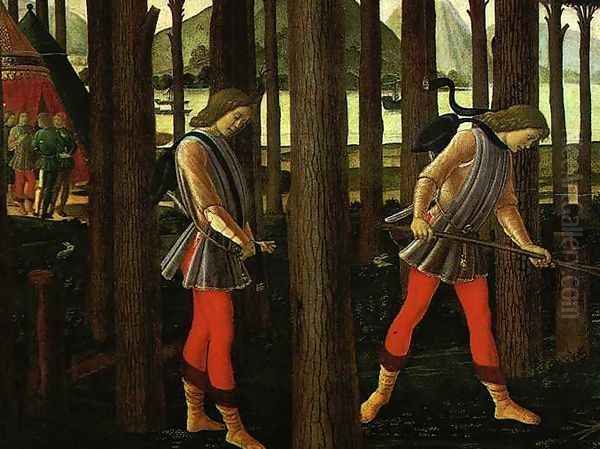 The Story of Nastagio degli Onesti (detail 1 of the first episode) Oil Painting by Sandro Botticelli