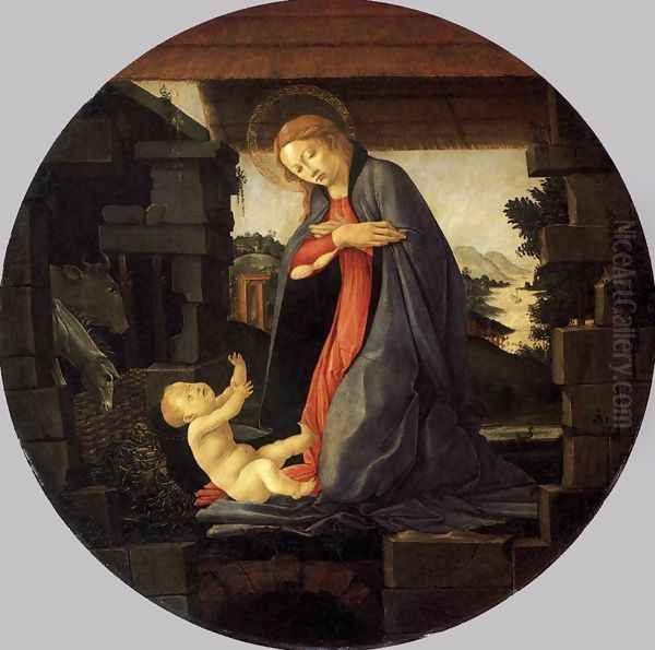 The Virgin Adoring the Child c. 1490 Oil Painting by Sandro Botticelli