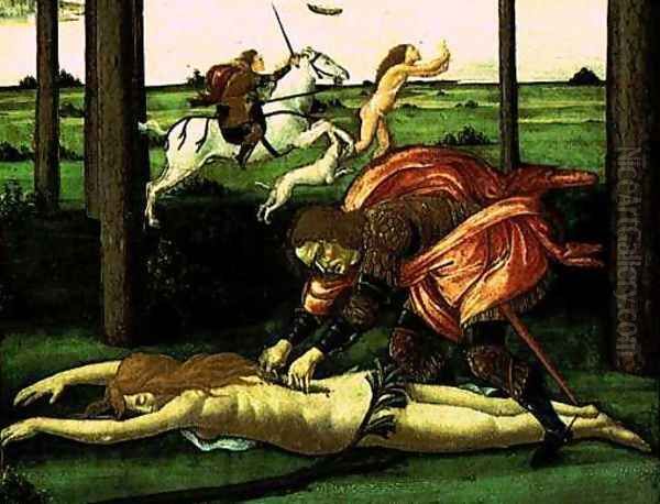 The Story of Nastagio degli Onesti (detail 1 of the second episode) c. 1483 Oil Painting by Sandro Botticelli