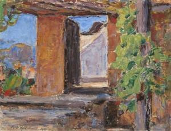 Interior Courtyard Oil Painting by Vasyl Hryhorovych Krychevsky