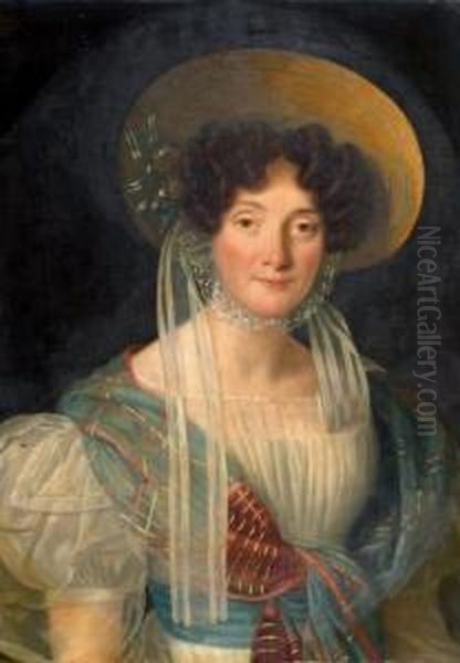 Portrait De Jeune Femme Oil Painting by Joseph Jean Vaudechamp