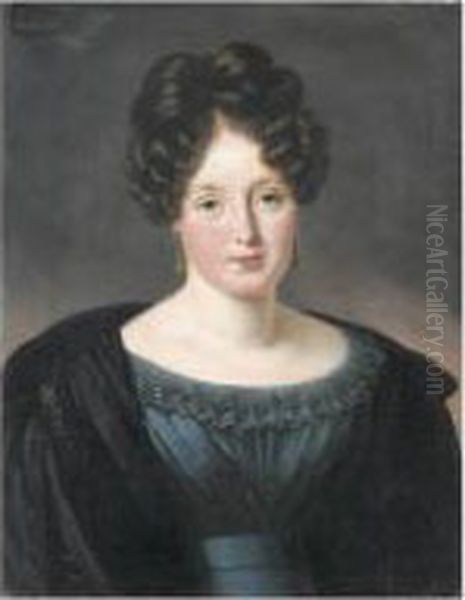 Portrait De Fanny-augusta Hunt Oil Painting by Joseph Jean Vaudechamp